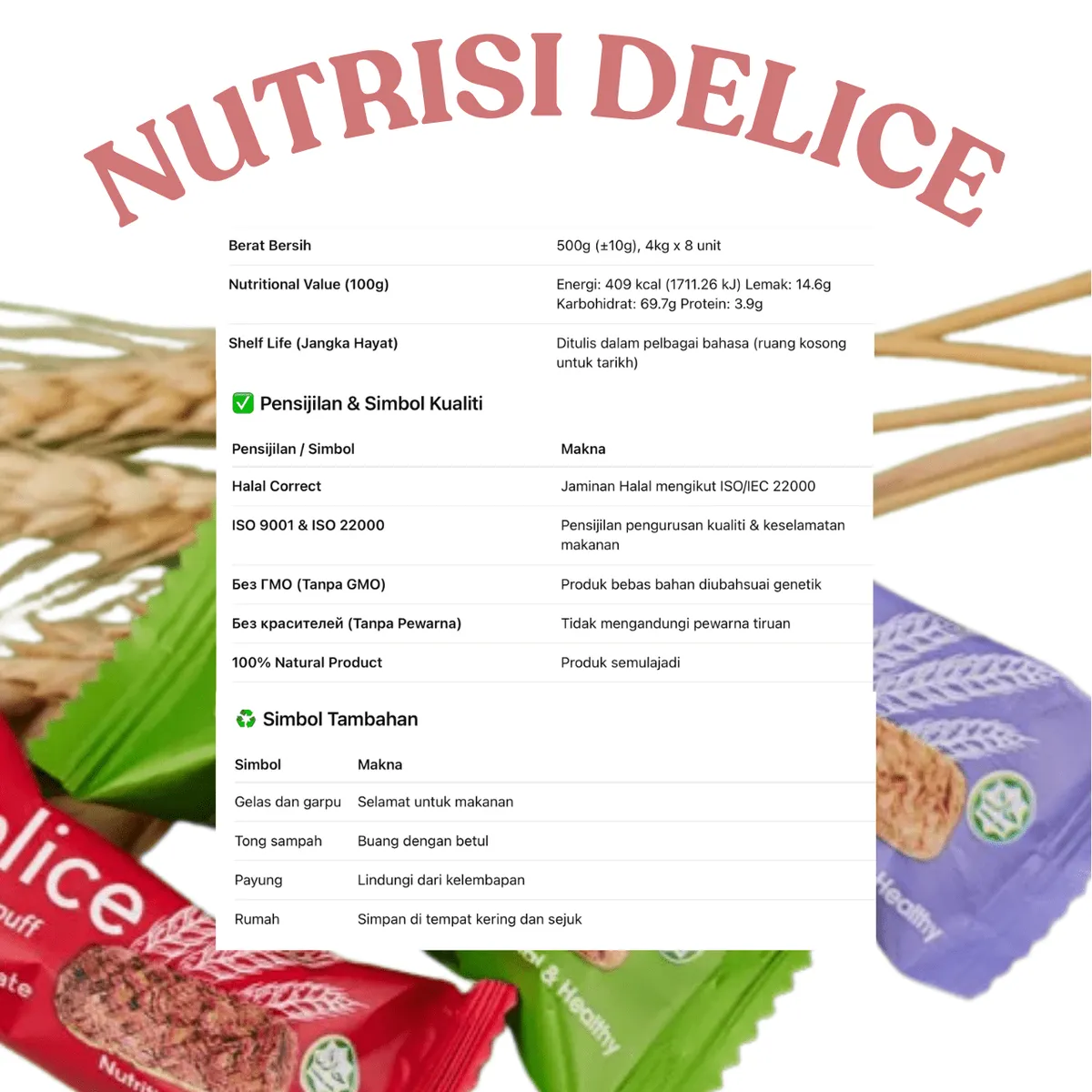 Mini bar Delice coklat gelap yang dibalut berasingan