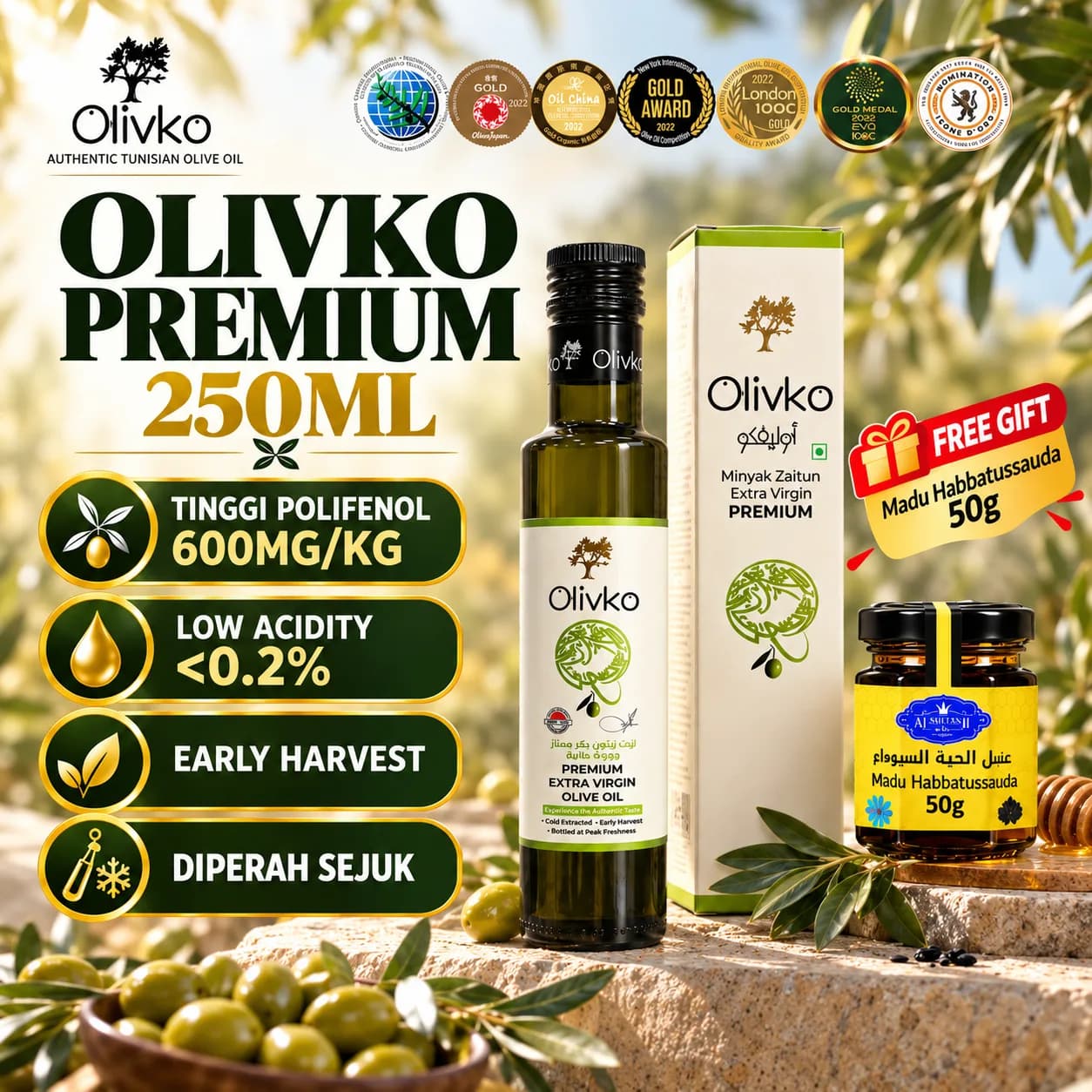 Olivko Premium Extra Virgin Olive Oil 250ml